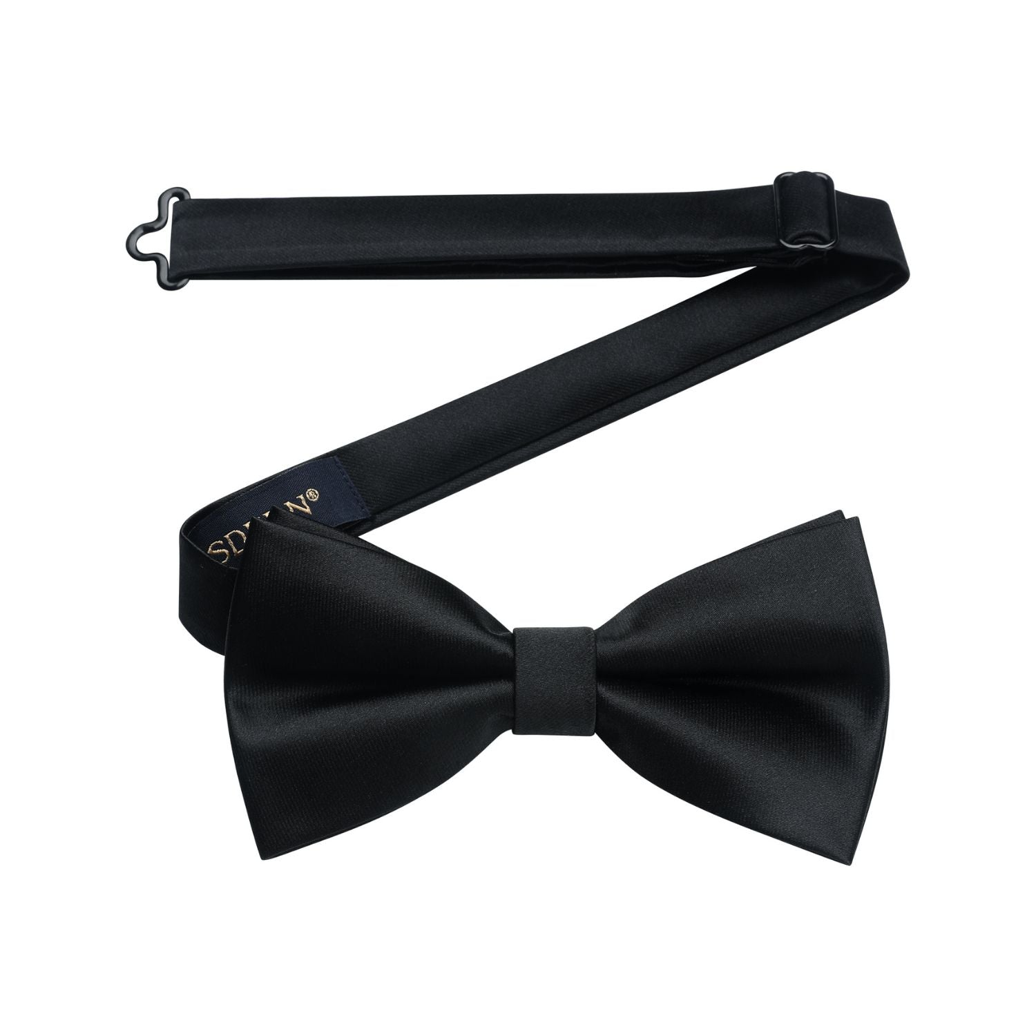 Black Solid Pre-Tied Bow Tie For Evening Wear