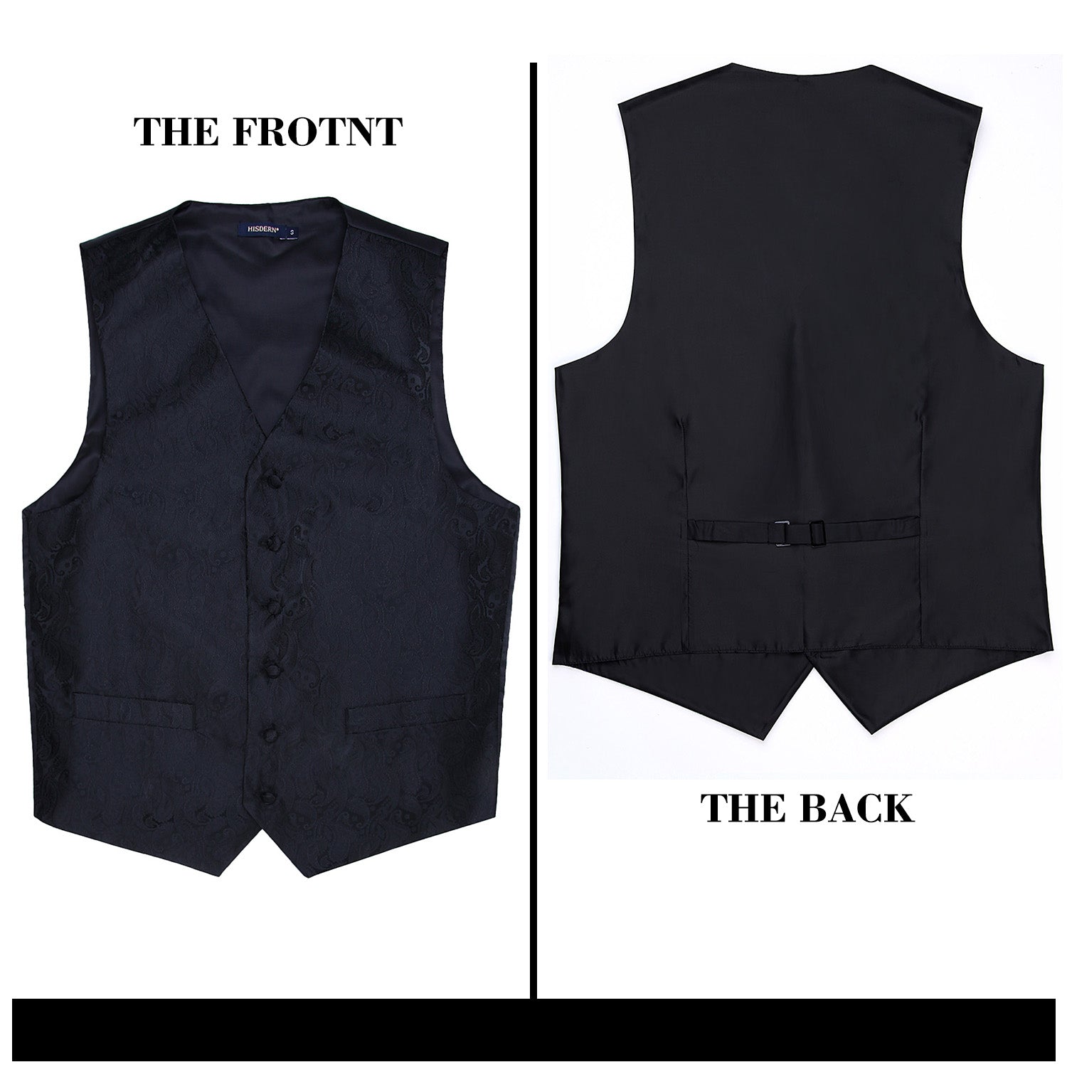Men's Black Paisley Vest Tie Set For Weddings - Image 2