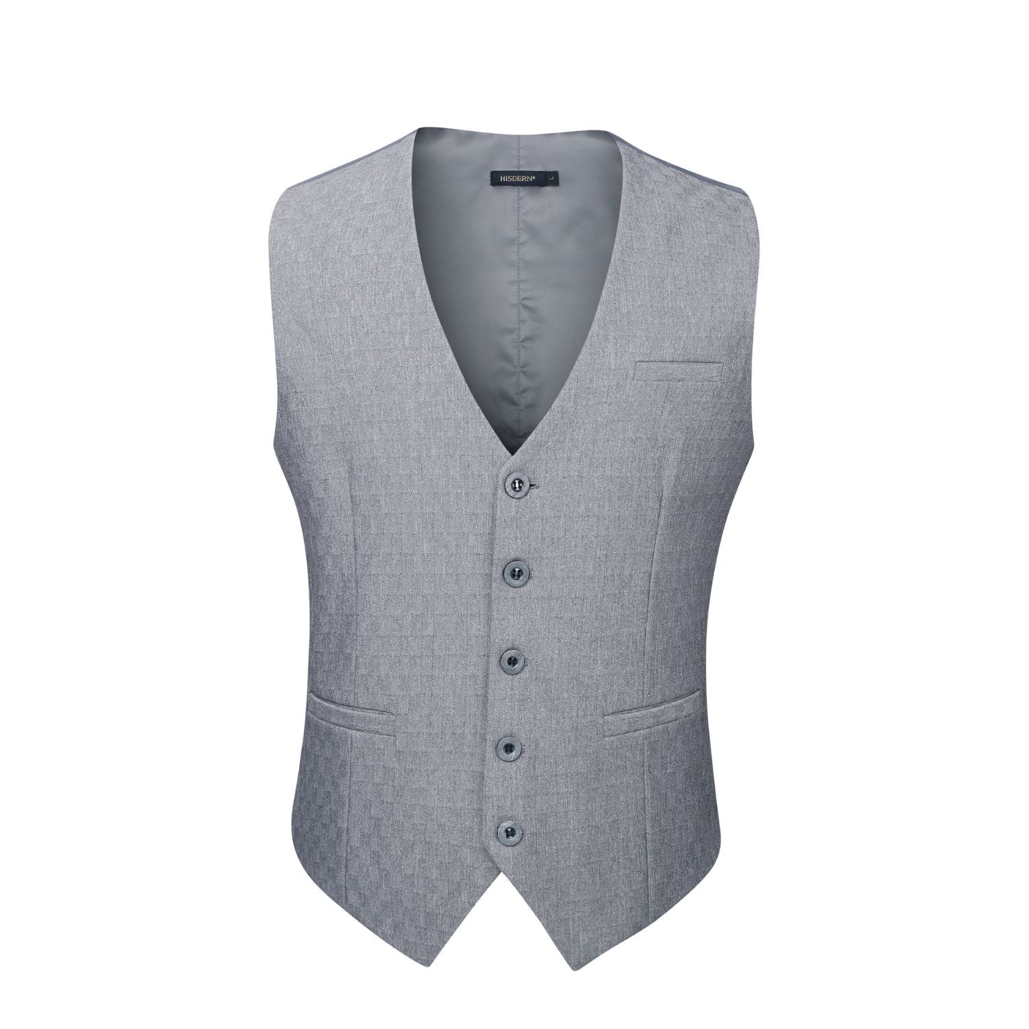 Men's Light Grey Satin Suit Vest Formal Wear - Image 2