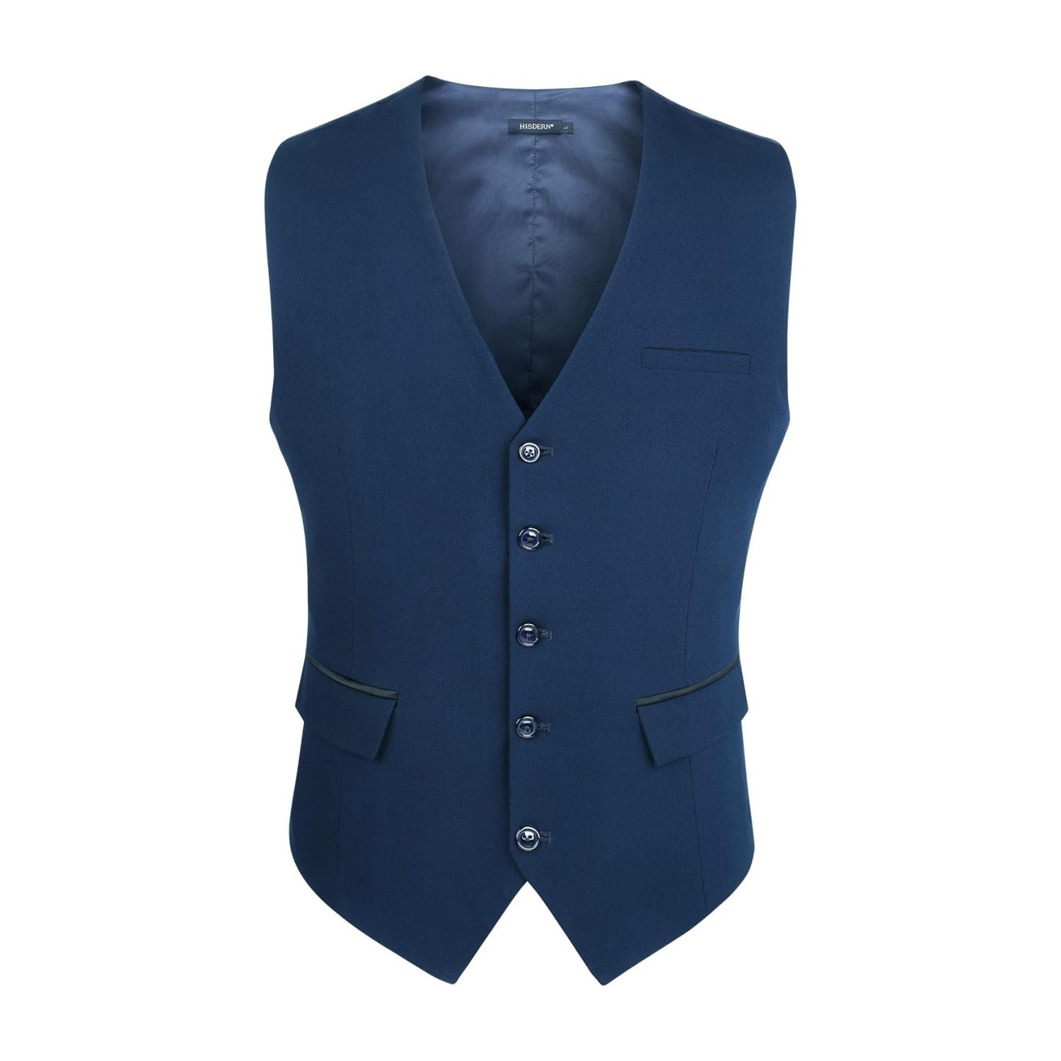 Men's Dark Blue Satin Suit Vest Formal Wear - Image 2