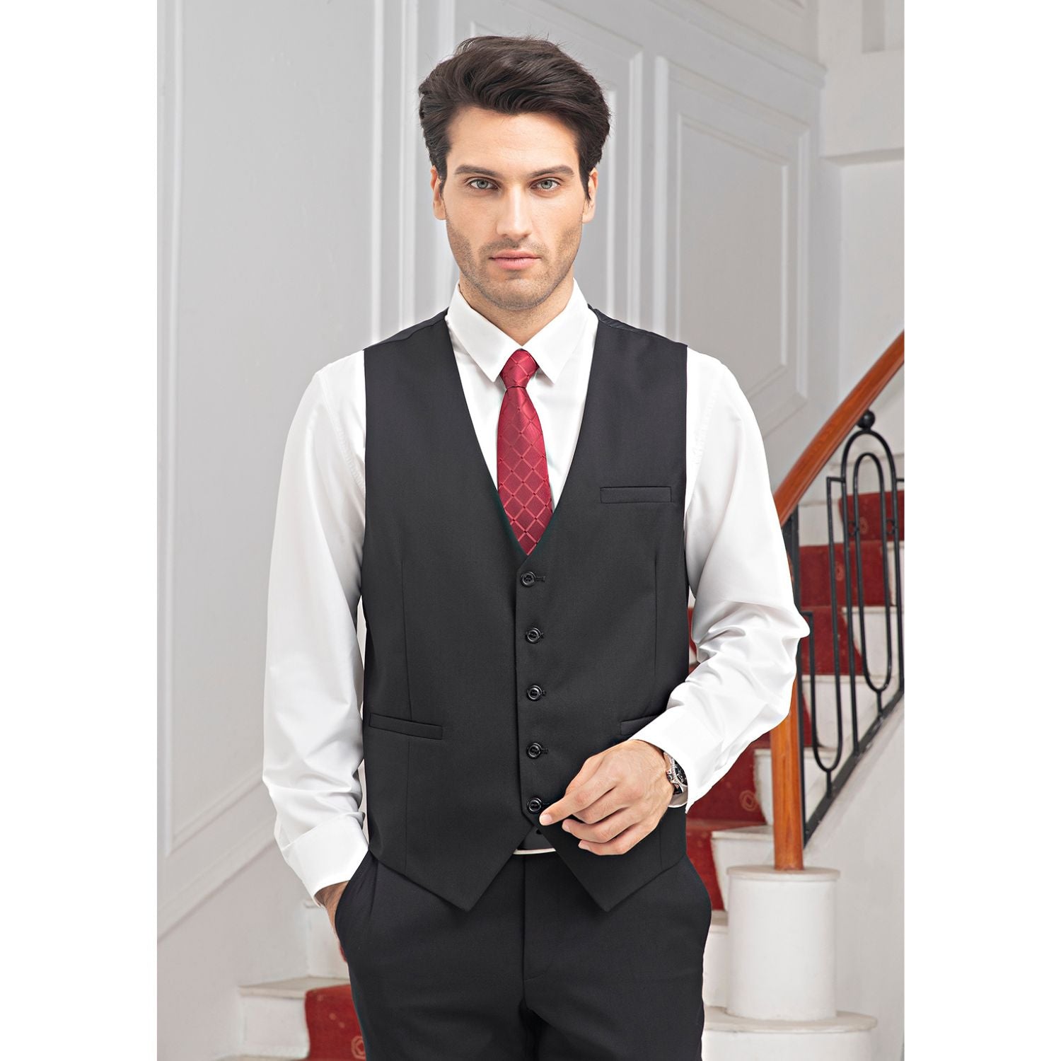 Black Satin Foraml Vest - Formal Office Wear - Image 4