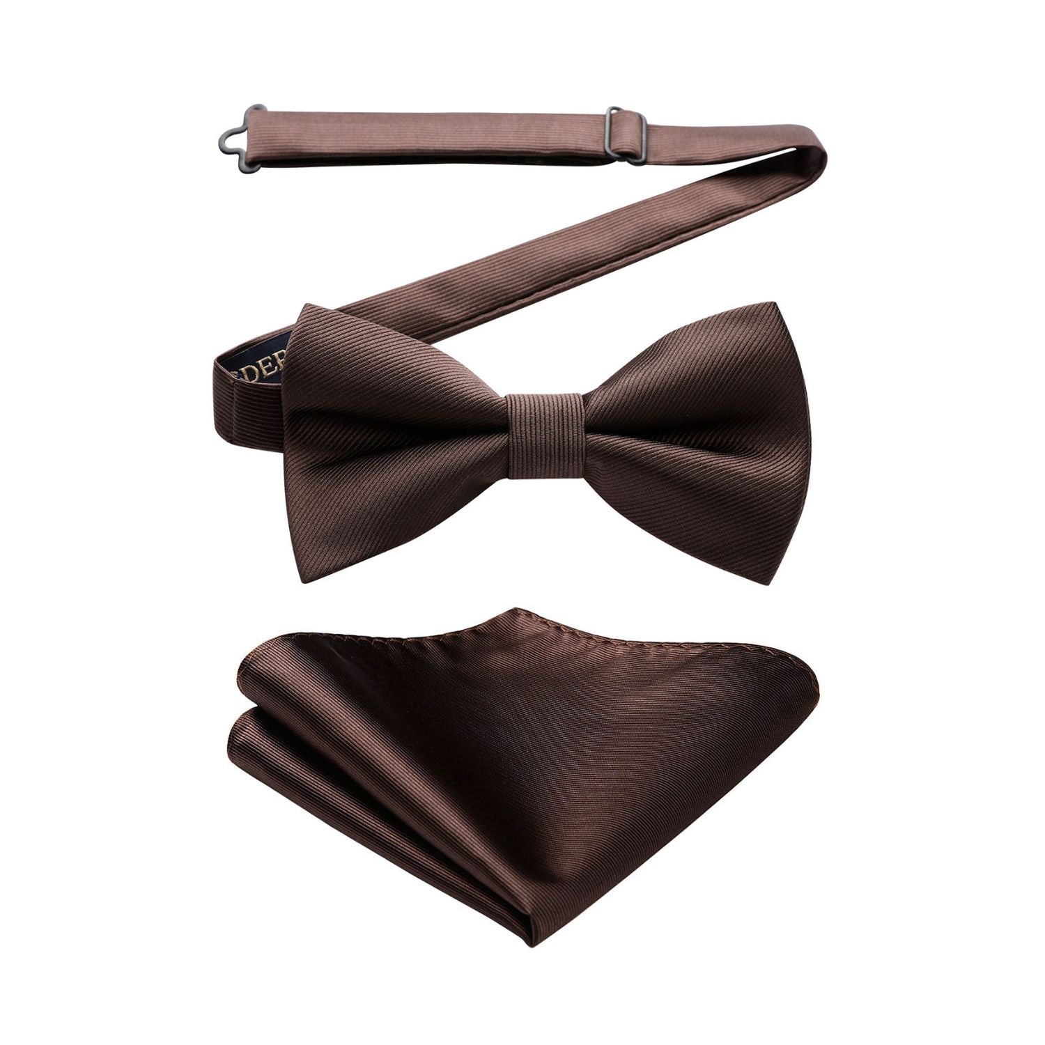 Brown Solid Pre-Tied Bow Tie Accessories Set For Evening Wear