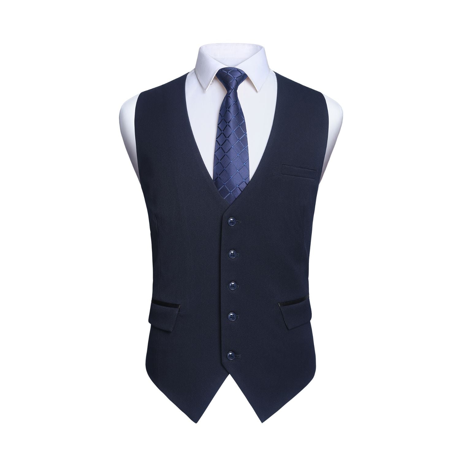 Men's Navy Blue Satin Suit Vest Formal Wear