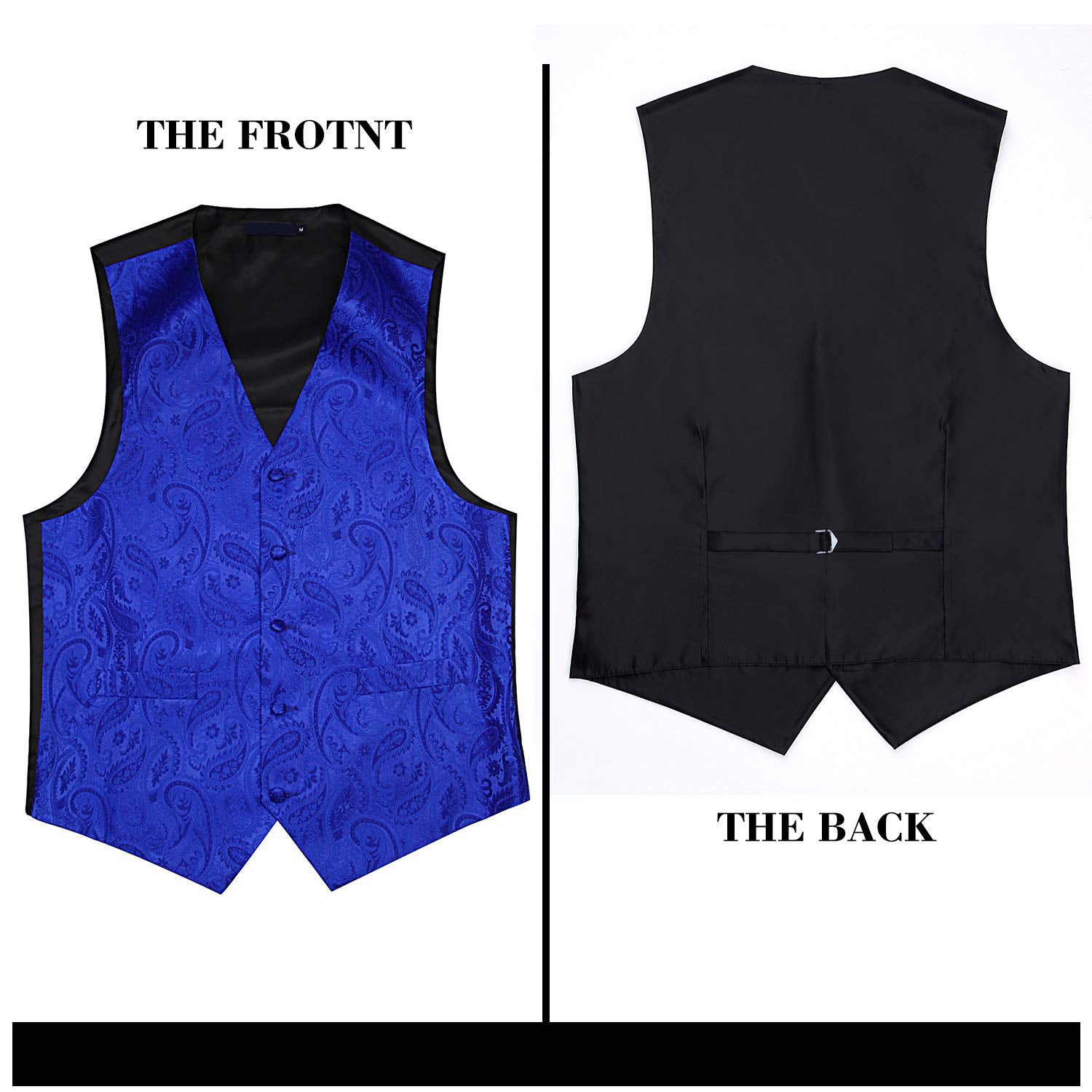 Men's Royal Blue Paisley Vest Tie Set For Weddings Anniversary - Image 2