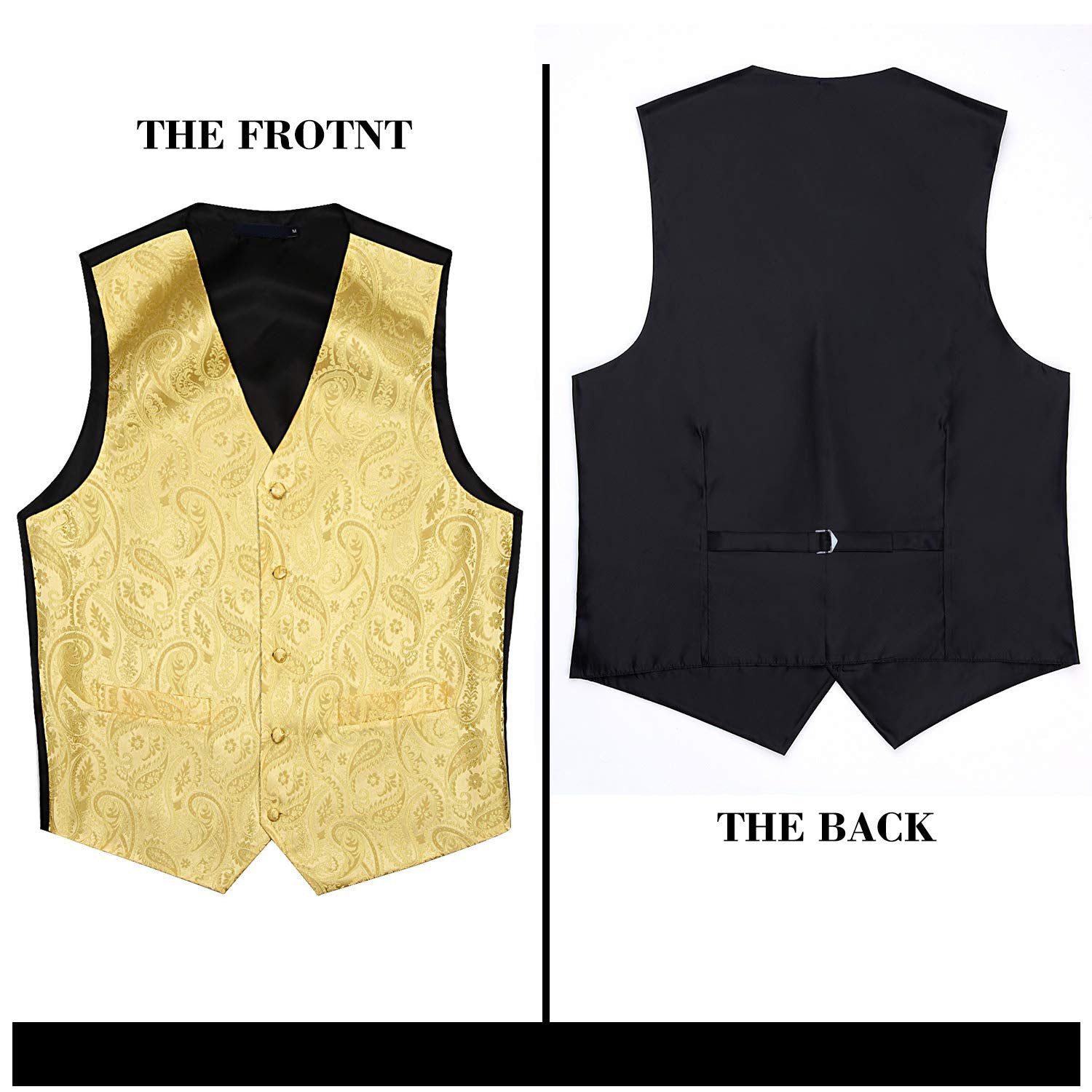 Men's Yellow Paisley Vest Tie Set For Weddings Anniversary - Image 3