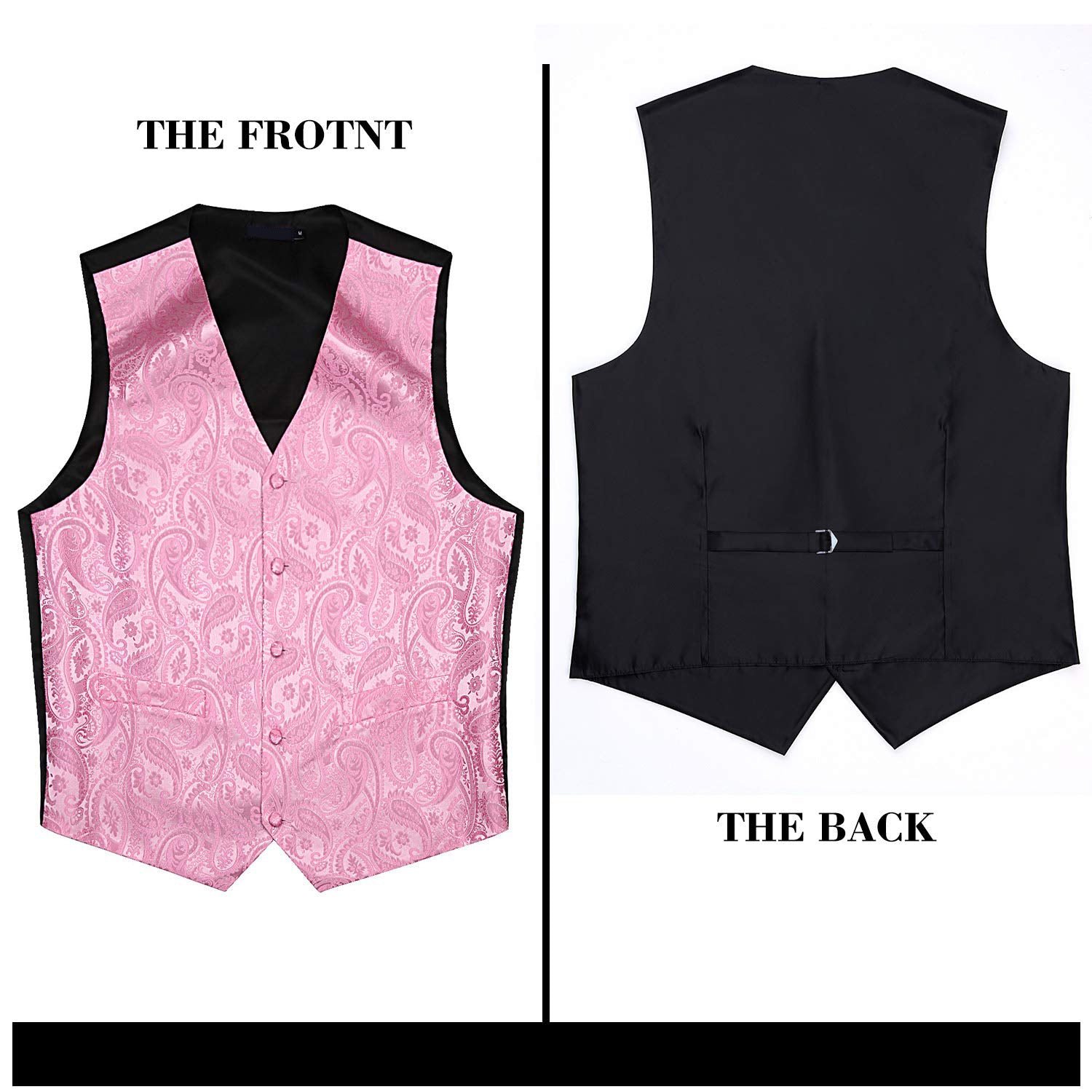 Men's Pink Paisley Vest Tie Set For Weddings Anniversary - Image 3
