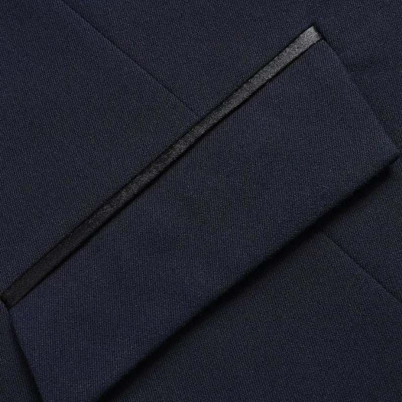 Men's Navy Blue Satin Suit Vest Formal Wear - Image 3