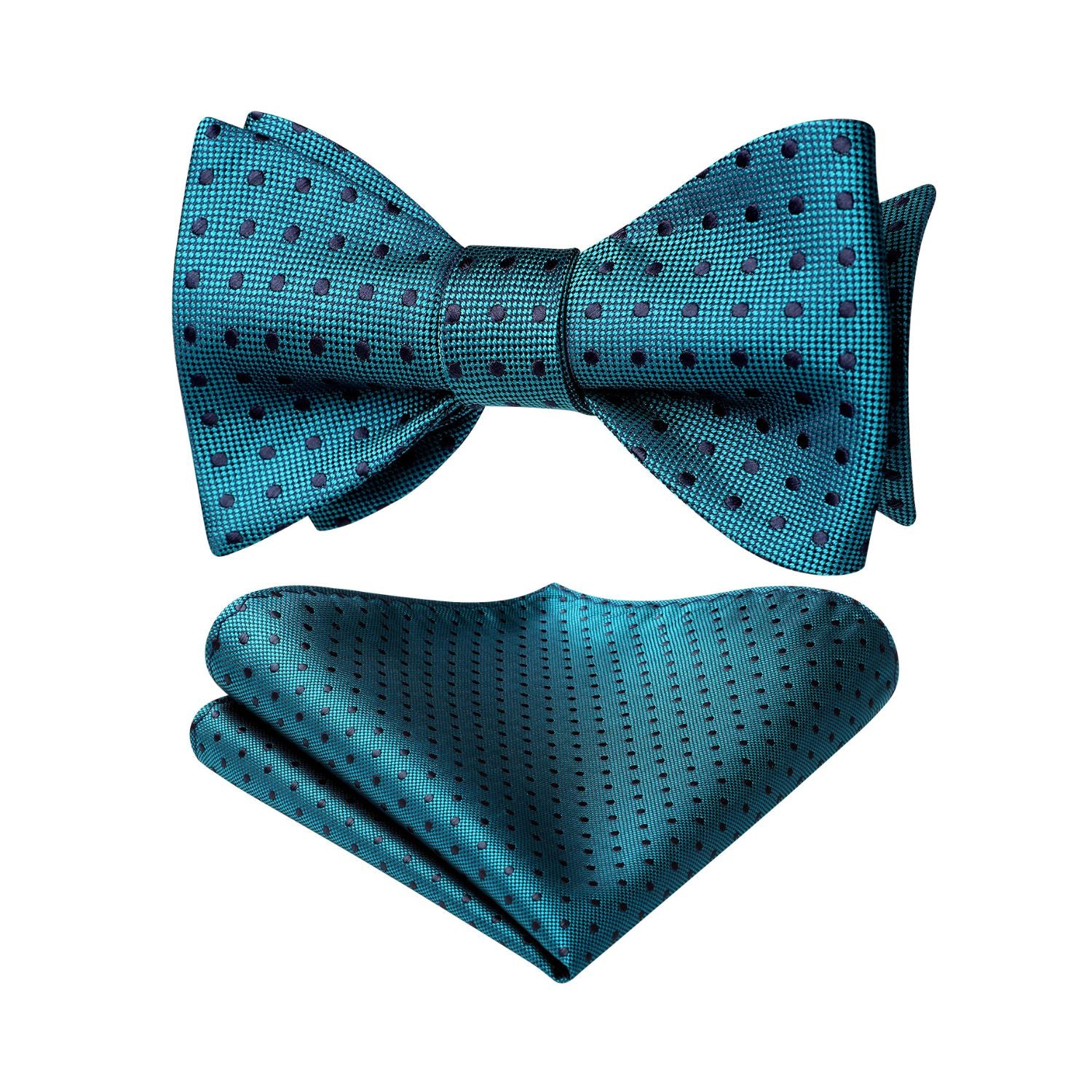Polka Dots Green Navy Blue Bow Tie Set For Party Wedding