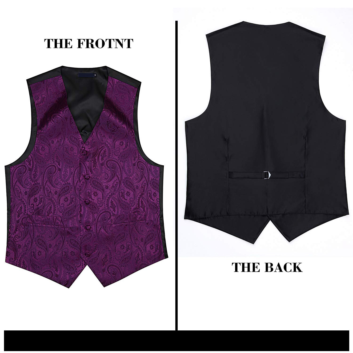 Men's Purple Paisley Vest Tie Set For Weddings - Image 3
