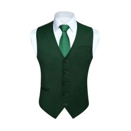 Men's Forest Green Satin Suit Vest Formal Wear