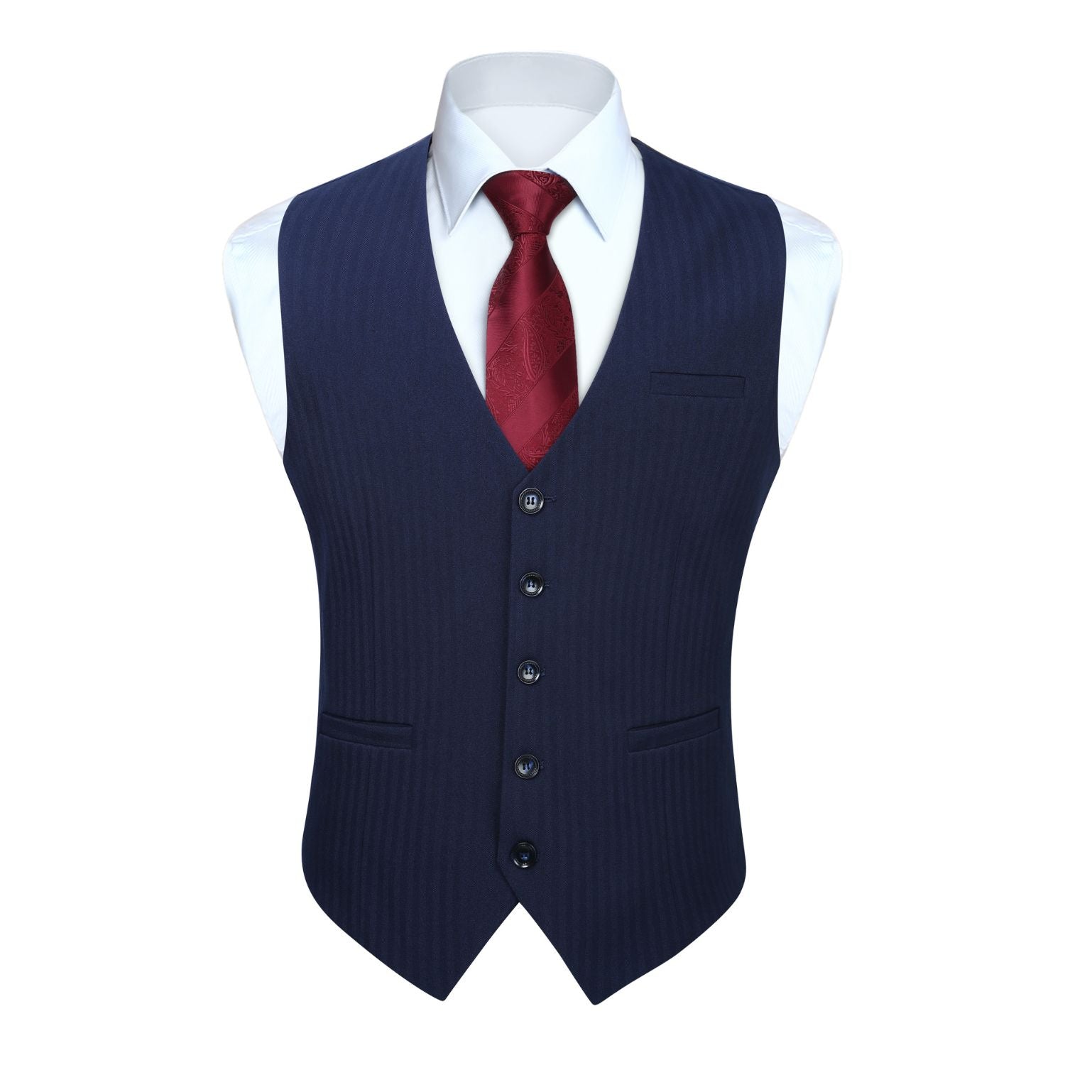 Men's Navy Blue Satin Suit Vest Formal Wear