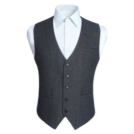 Men's Charcoal Wool Blend Suit Vest Formal Wear