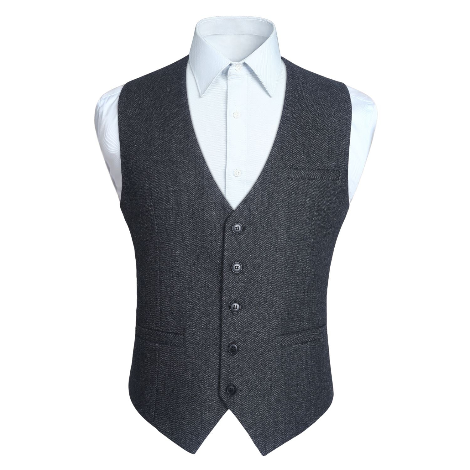 Men's Charcoal Wool Blend Suit Vest Formal Wear