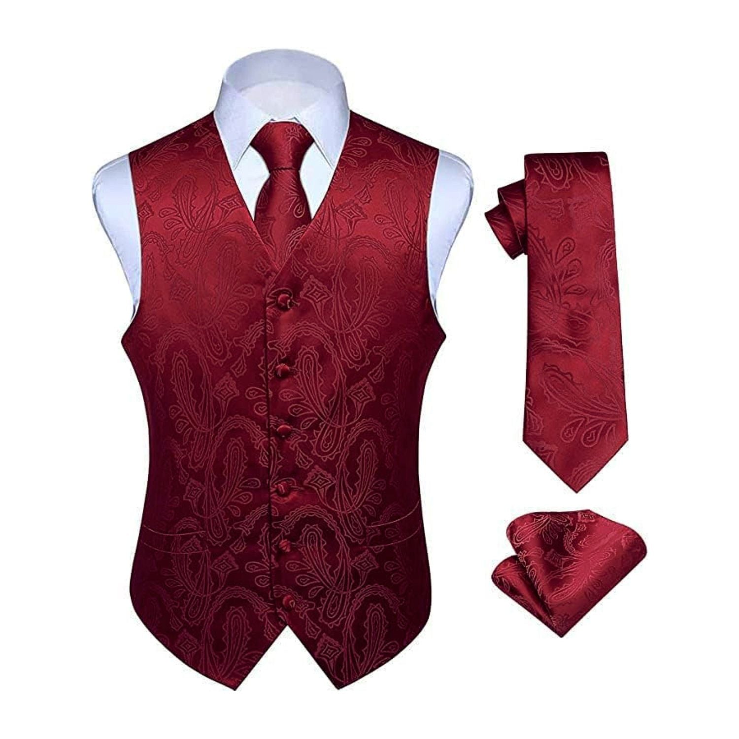 Burgundy Paisley Formal Vest Set