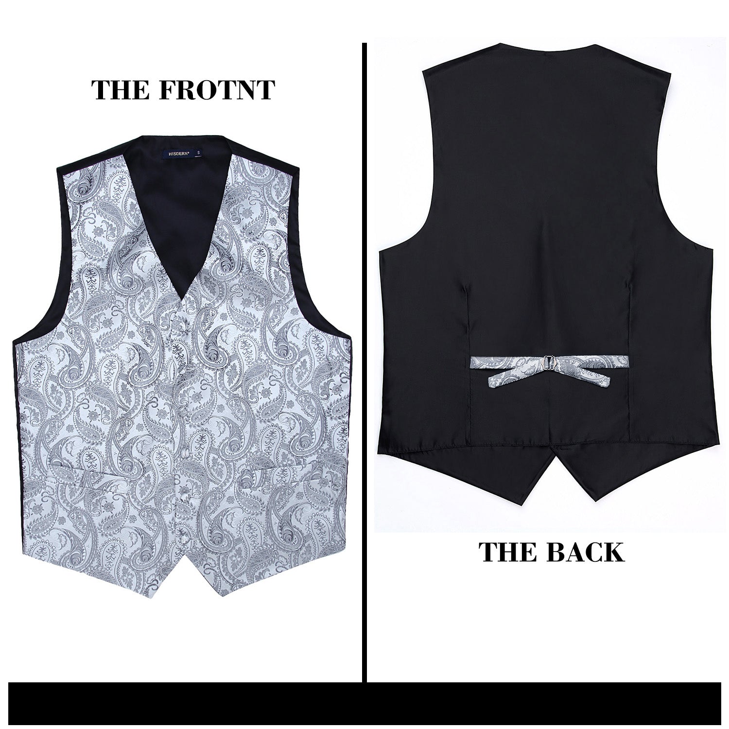 Men's Grey Paisley Vest Tie Set For Weddings Anniversary - Image 2