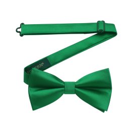 Green Solid Pre-Tied Bow Tie For Evening Wear
