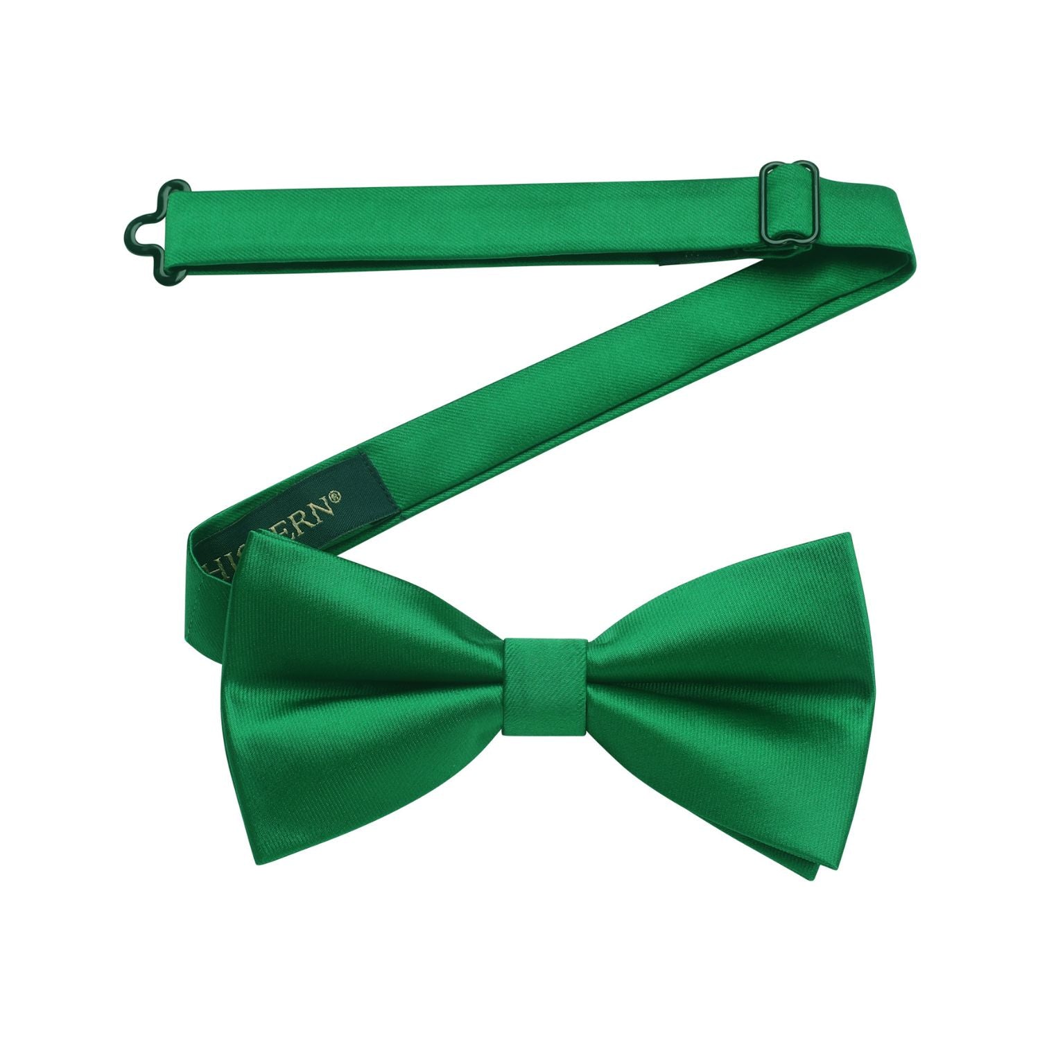 Green Solid Pre-Tied Bow Tie For Evening Wear