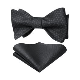 Houndstooth Bow Tie Pocket Square Black Formal Attire