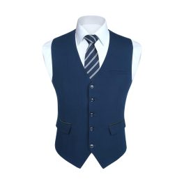 Men's Dark Blue Satin Suit Vest Formal Wear