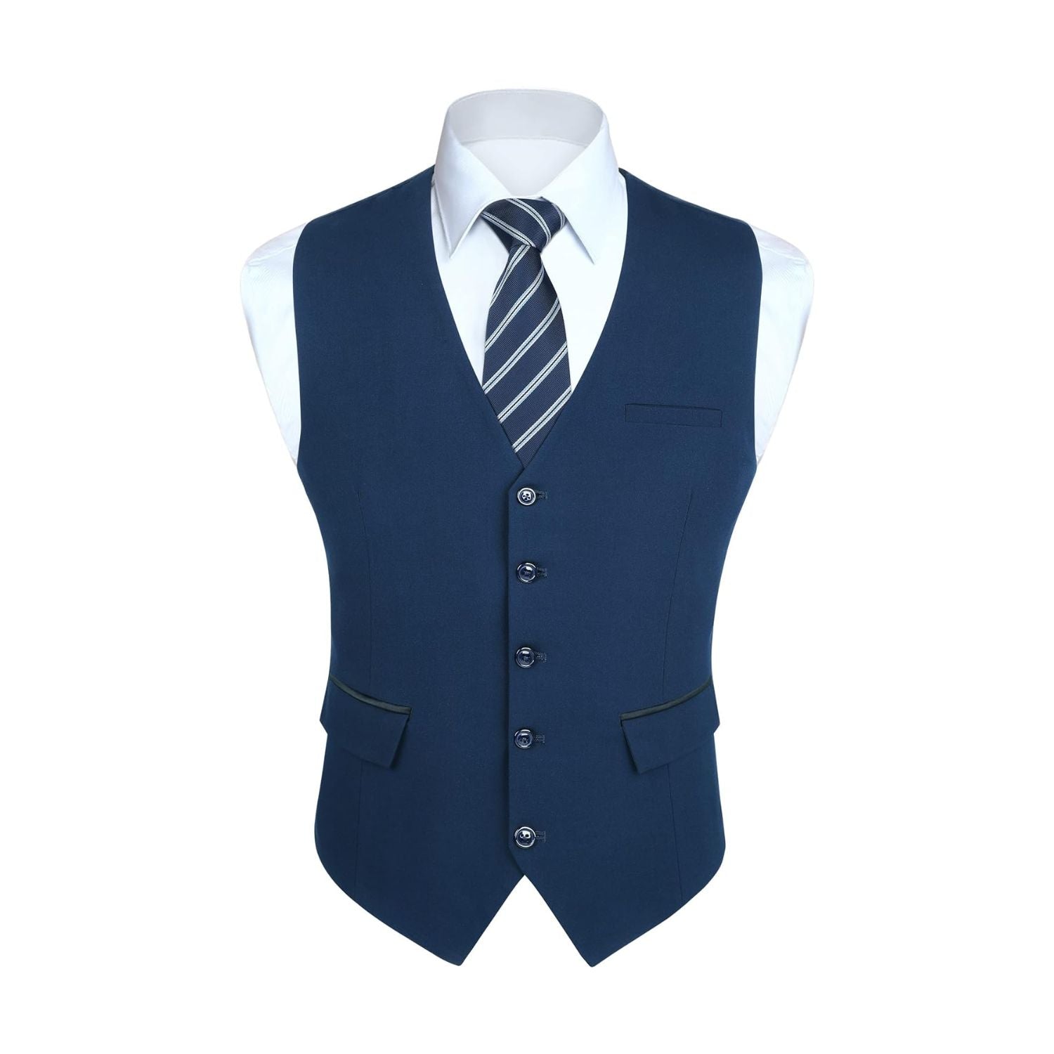 Men's Dark Blue Satin Suit Vest Formal Wear