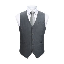 Men's Dark Grey Satin Suit Vest Formal