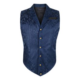 Gothic Men's Formal Vest Navy Blue Lapel Party Coat