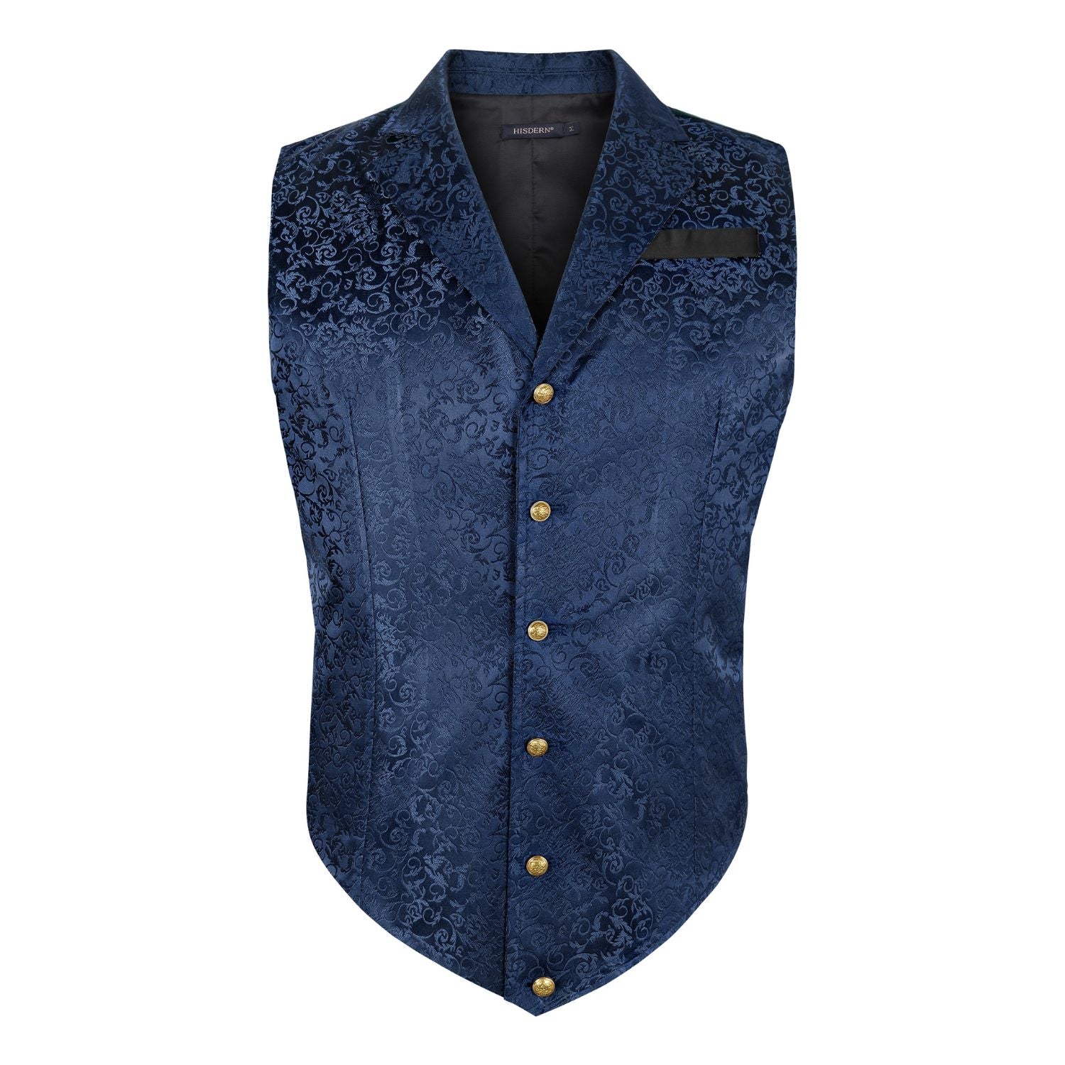Gothic Men's Formal Vest Navy Blue Lapel Party Coat