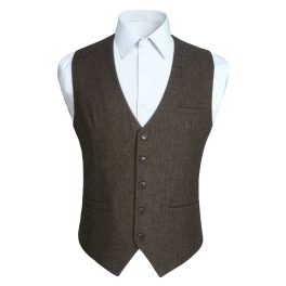 Men's Khaki Satin Suit Vest Formal Wear