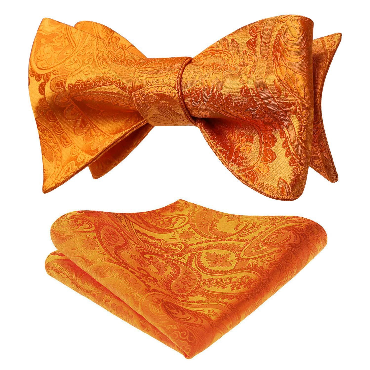 Orange Paisley Bow Tie Set For Evening Wear