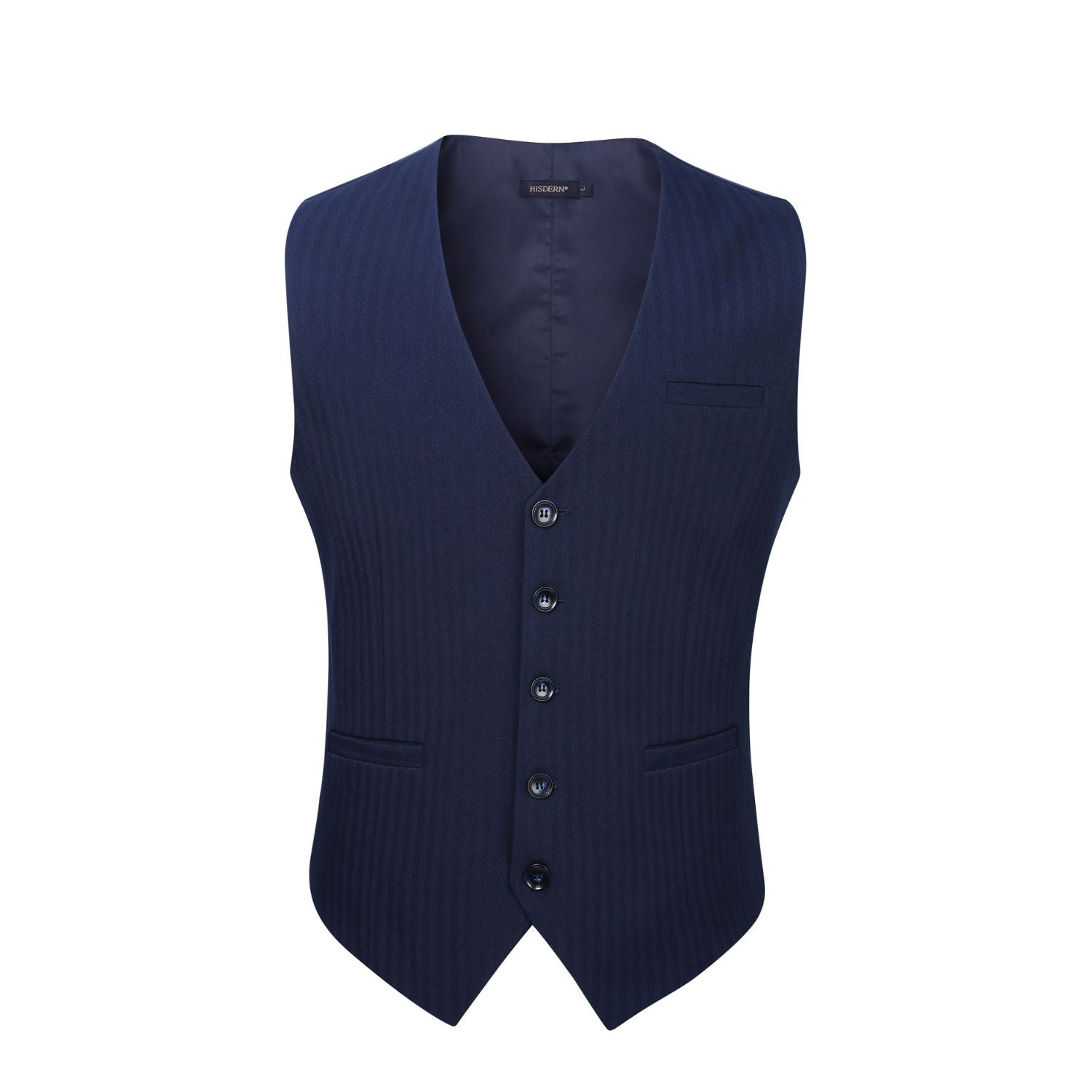 Men's Navy Blue Satin Suit Vest Formal Wear - Image 3