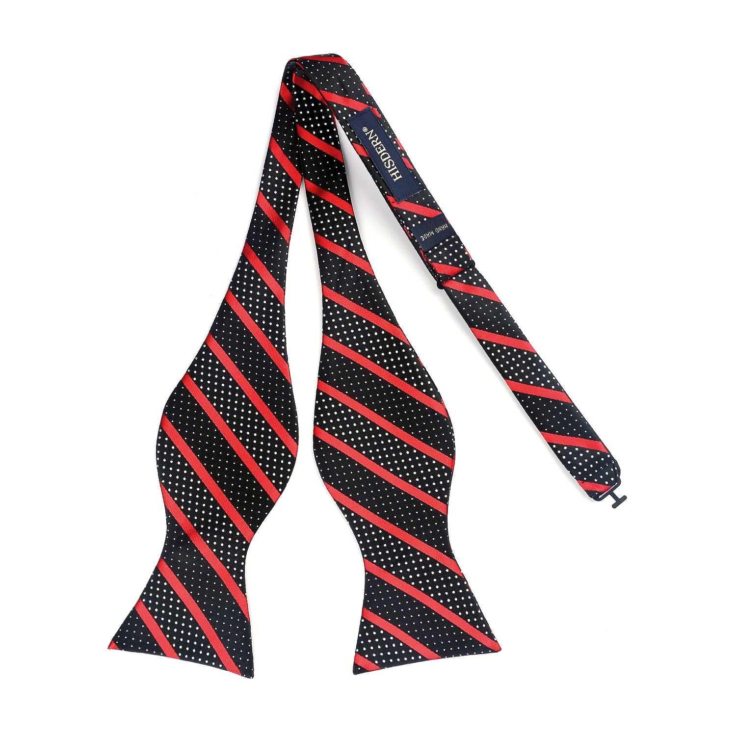 Red Black Striped Bow Tie Accessories Set For Evening Wear - Image 3