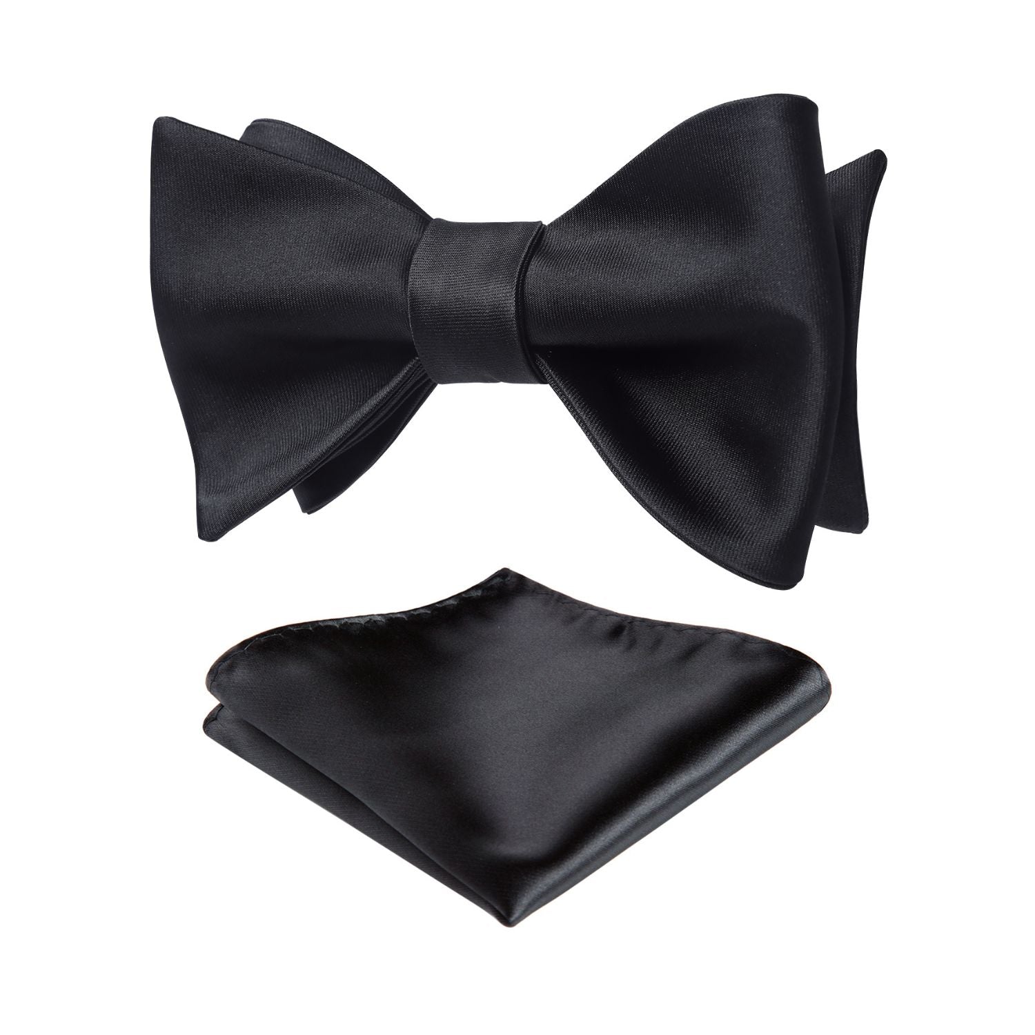 Black Solid Bow Tie Accessories Set For Evening Wear