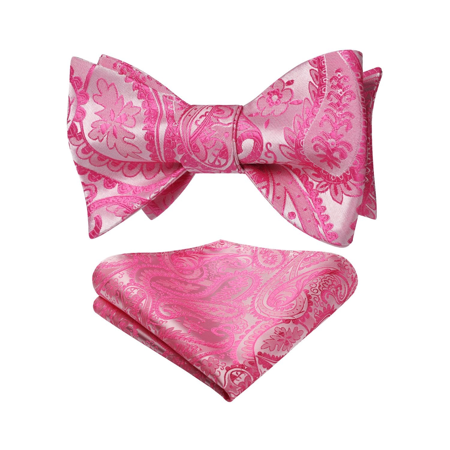 Pink Paisley Bow Tie Set For Evening Wear