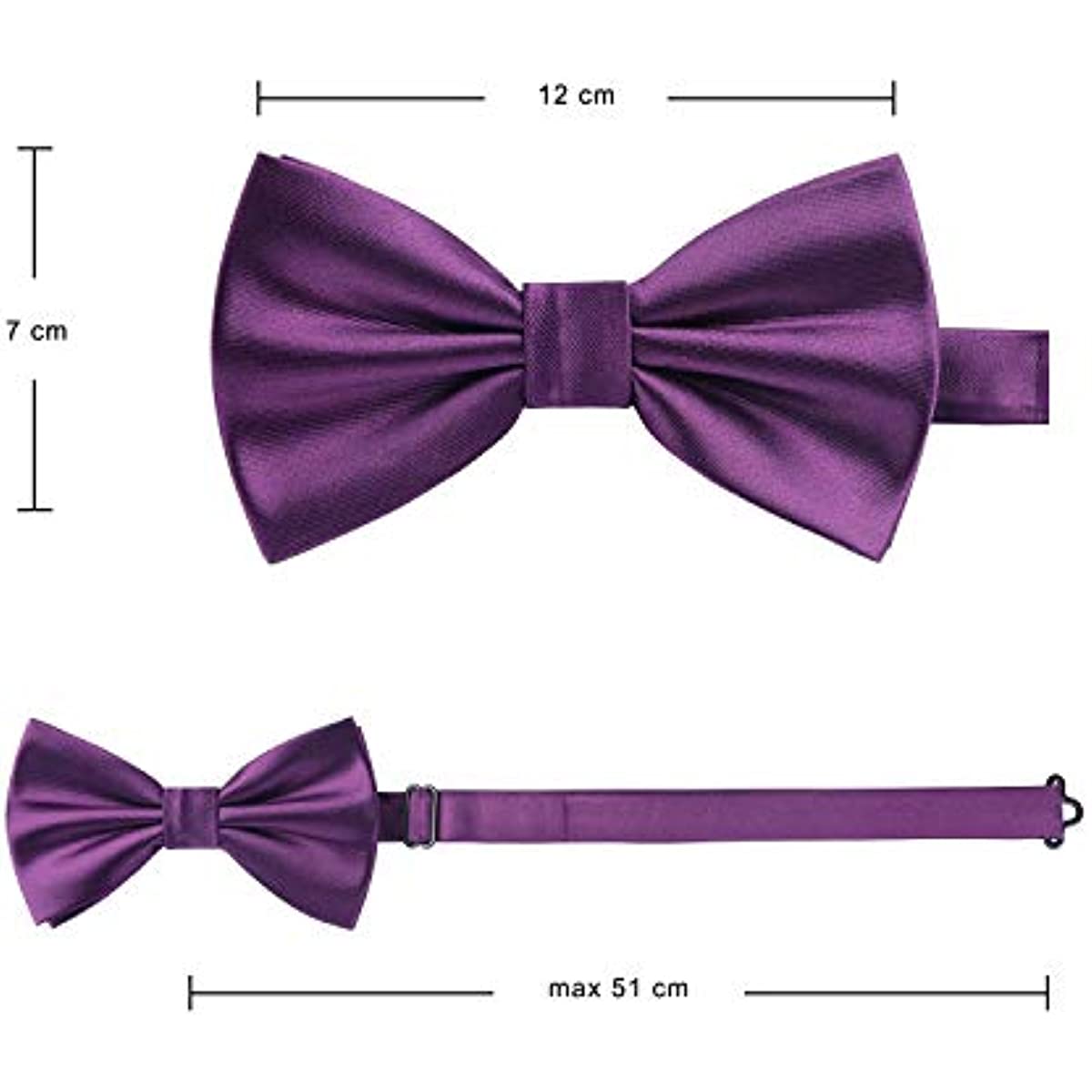 Purple Solid Pre-Tied Bow Tie Accessories Set For Evening Wear - Image 3
