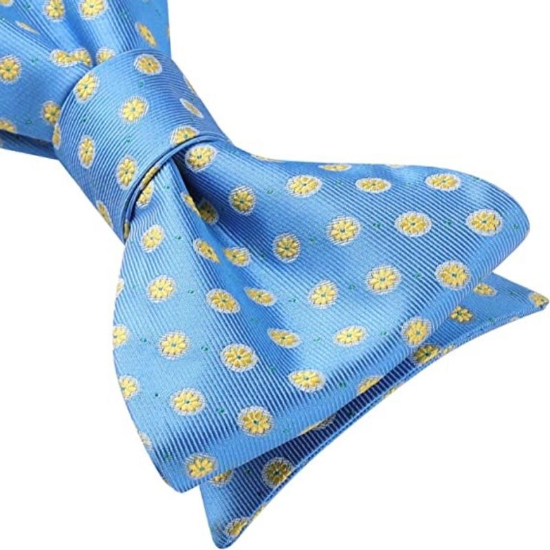 Blue Yellow Floral Bow Tie Set Groomsmen Wedding - Image 3
