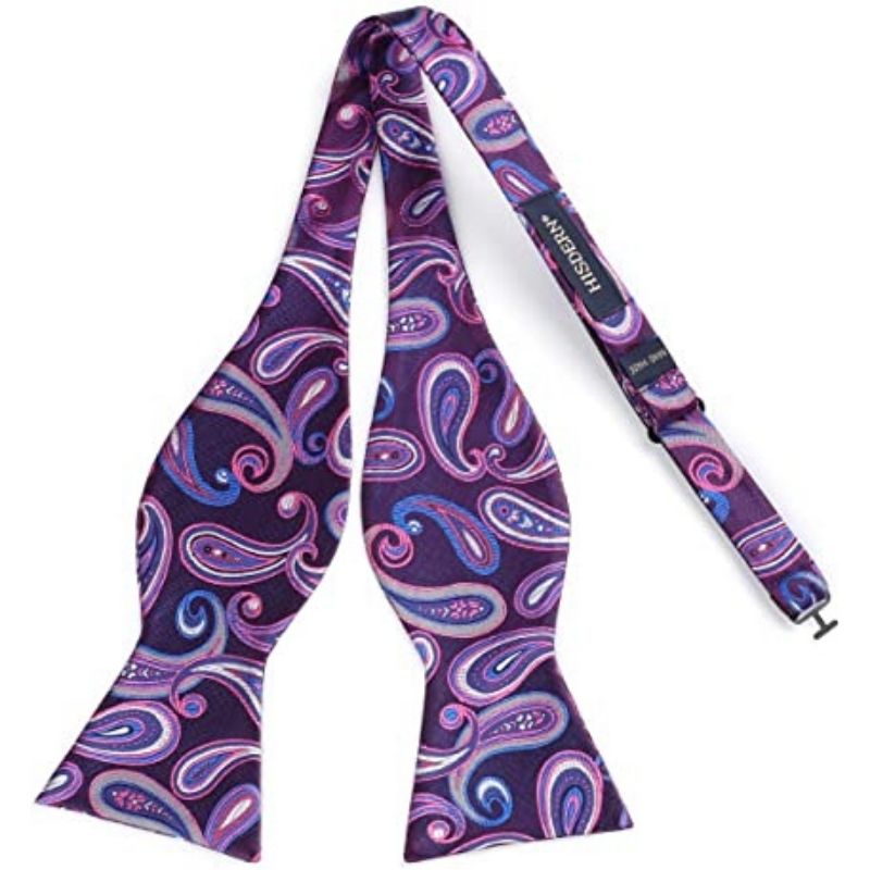 Vintage Blue And Purple Paisley Bow Tie Set - Image 4