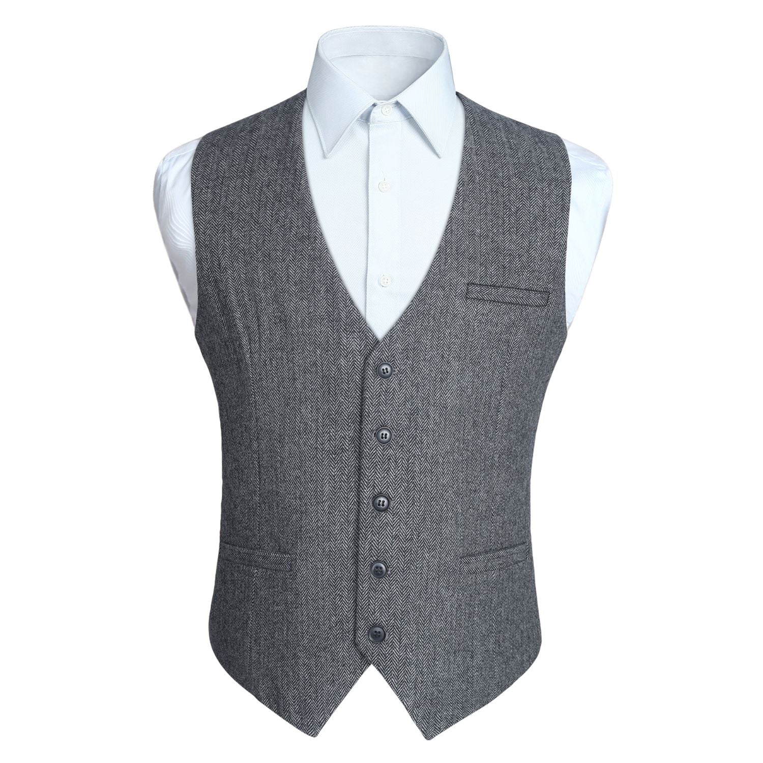 Men's Grey Wool Blend Suit Vest Formal Wear