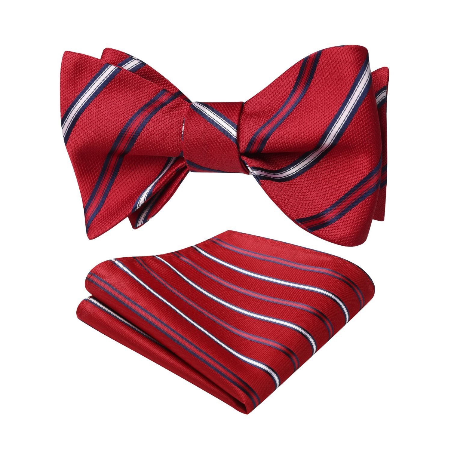 Red White Striped Bow Tie Accessories Set For Evening Wear