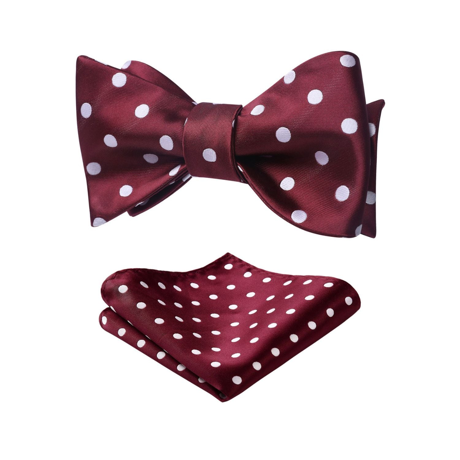 Polka Dots Burgundy White Bow Tie Set For Party Wedding