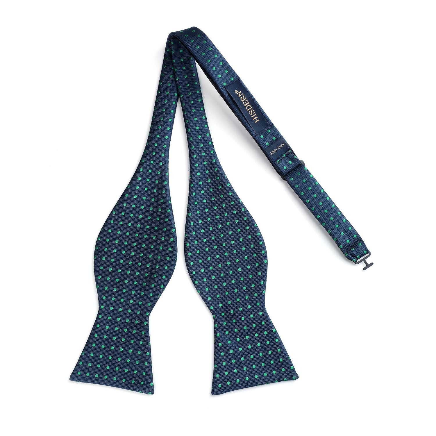 Polka Dots Green Navy Blue Bow Tie Set For Party Wedding - Image 3
