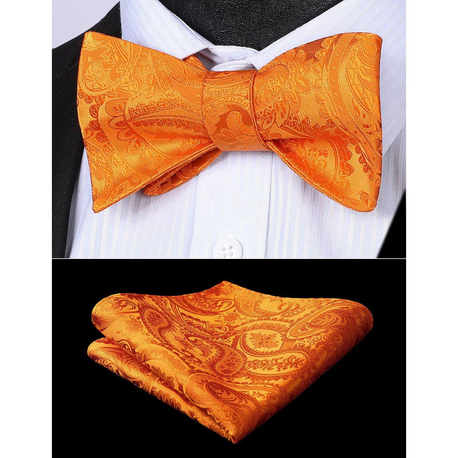 Orange Paisley Bow Tie Set For Evening Wear - Image 2