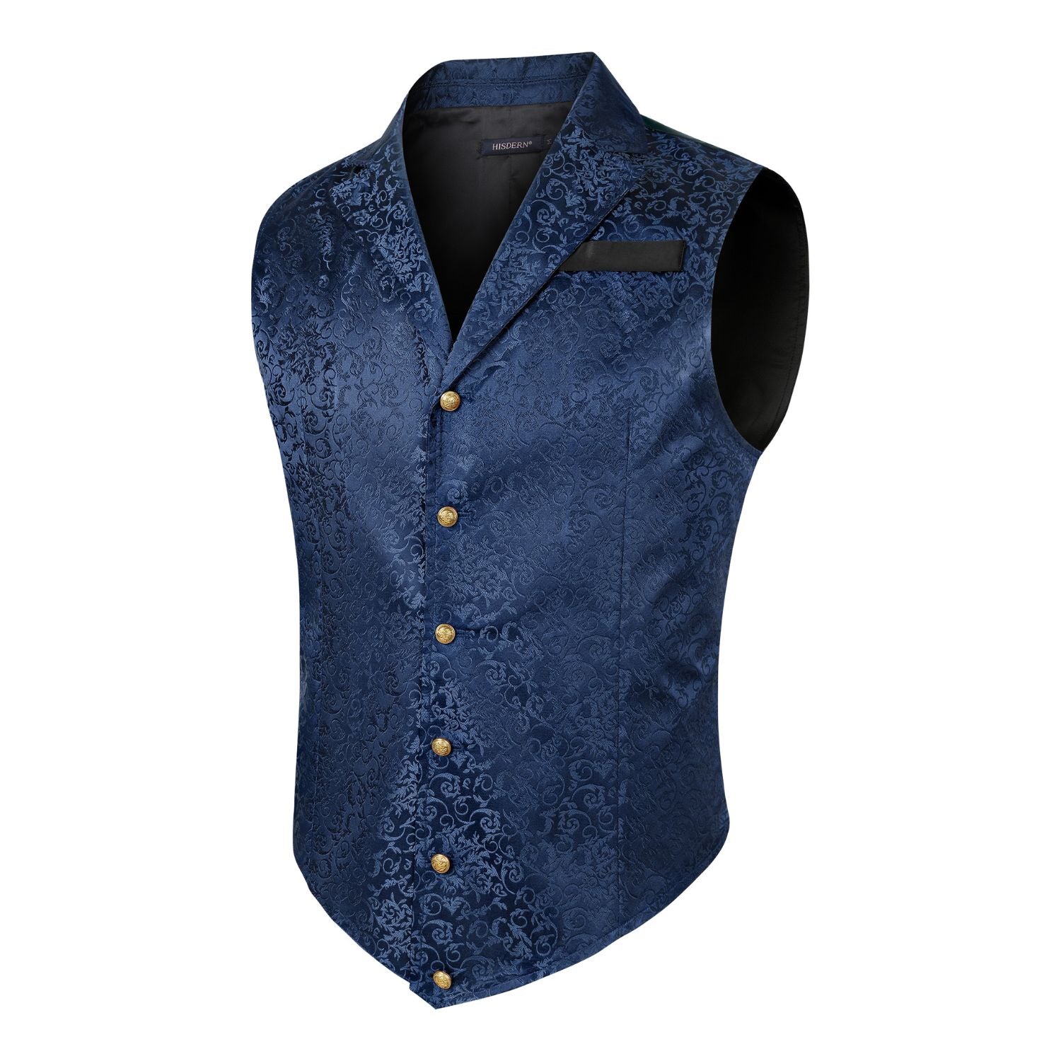 Gothic Men's Formal Vest Navy Blue Lapel Party Coat - Image 2
