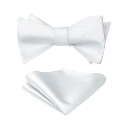 White Solid Bow Tie Accessories Set For Evening Wear