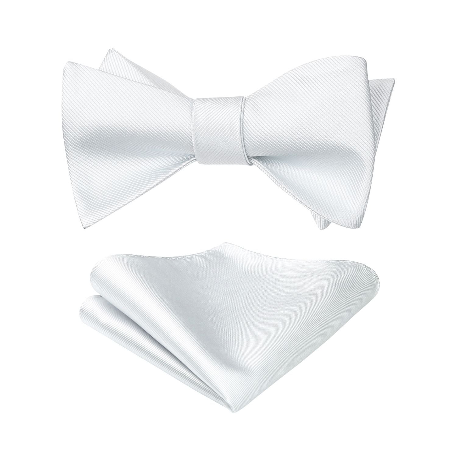 White Solid Bow Tie Accessories Set For Evening Wear
