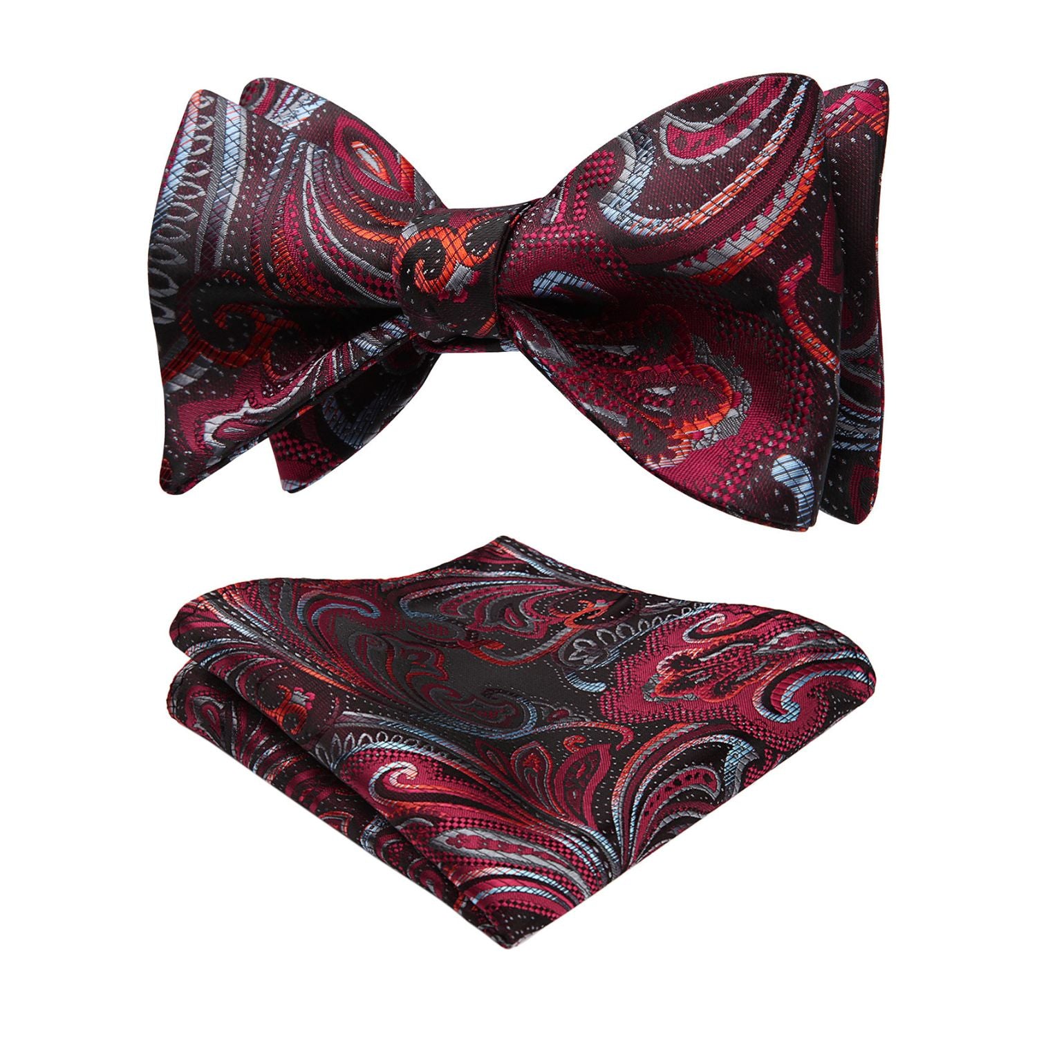 Vintage Red Green Paisley Bow Tie Set