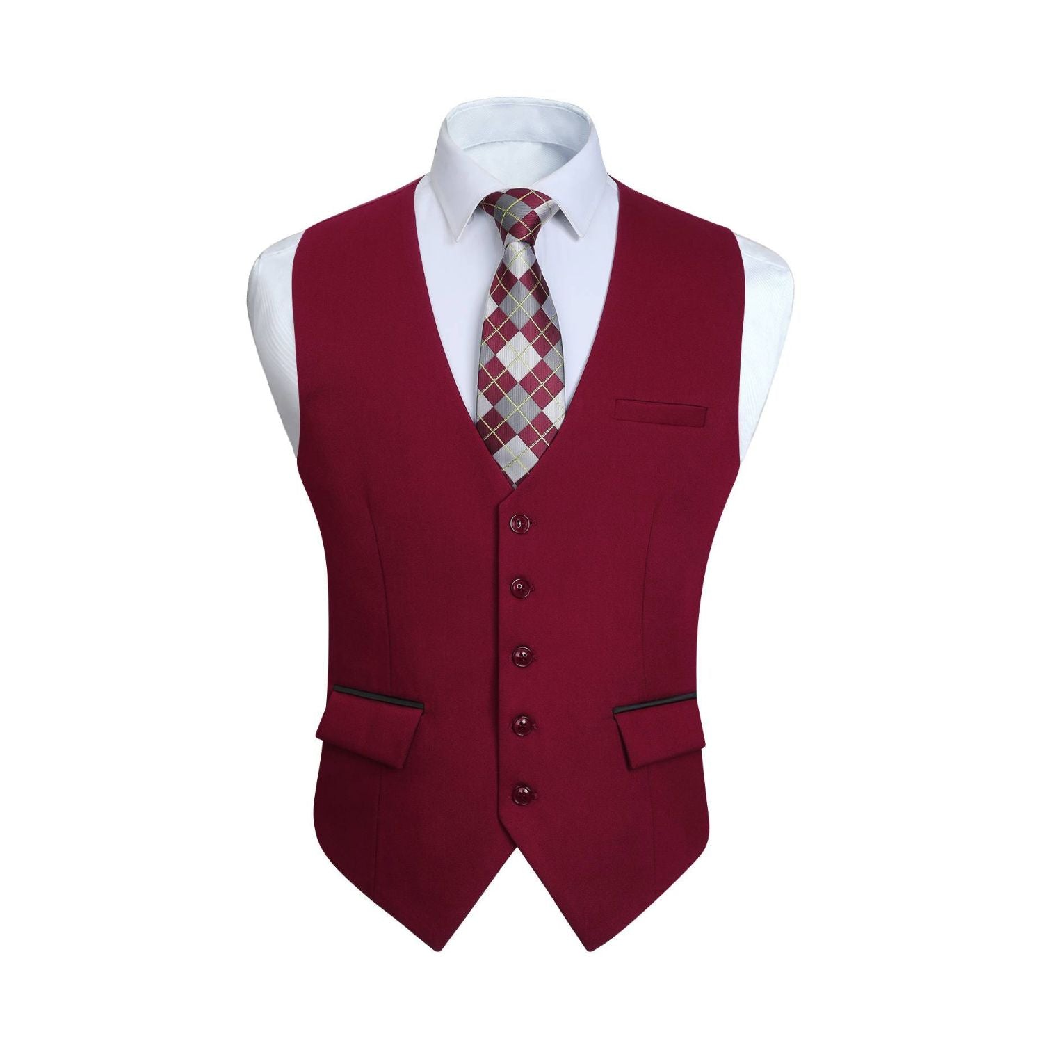 Men's Red Satin Suit Vest Formal Wear
