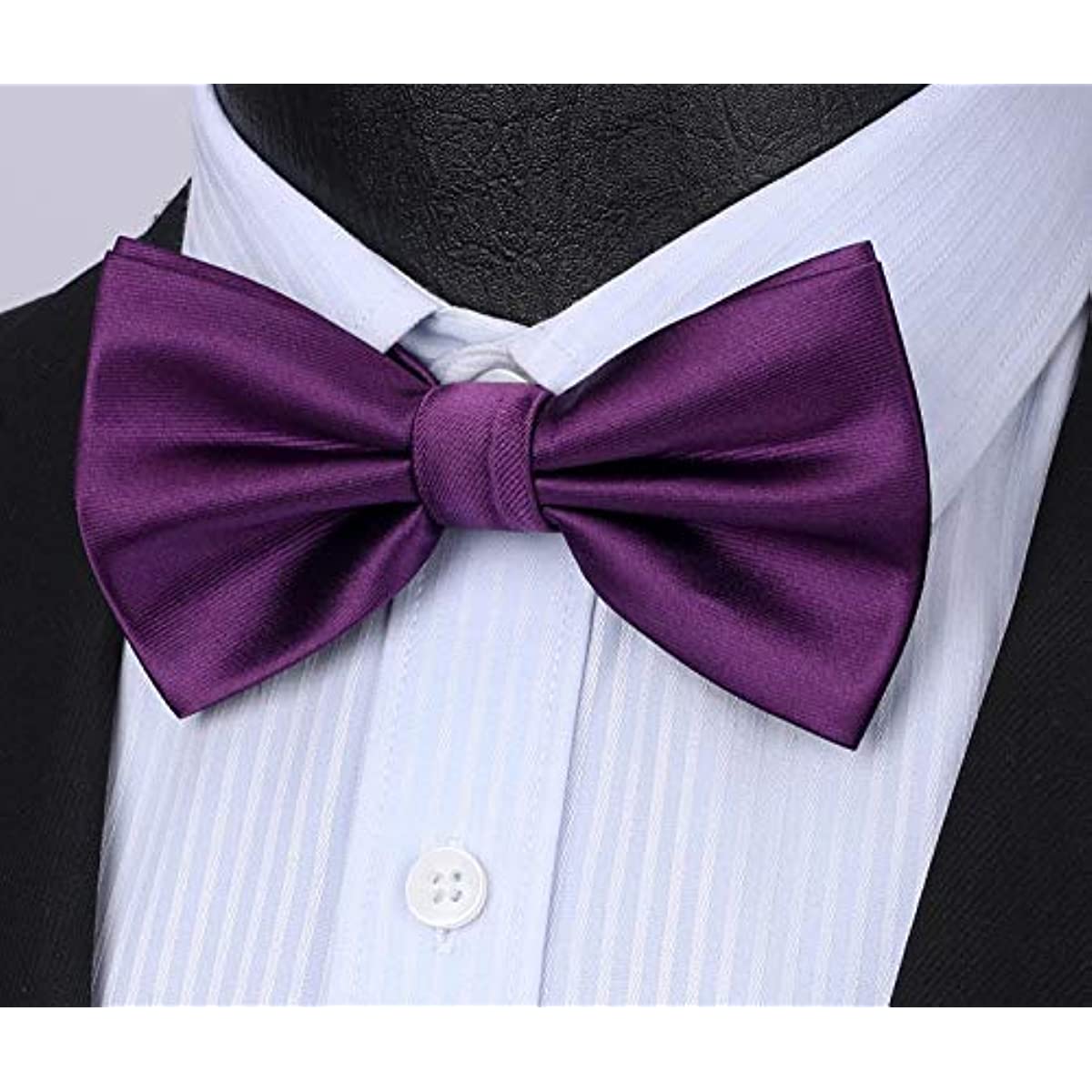 Purple Solid Pre-Tied Bow Tie Accessories Set For Evening Wear - Image 2