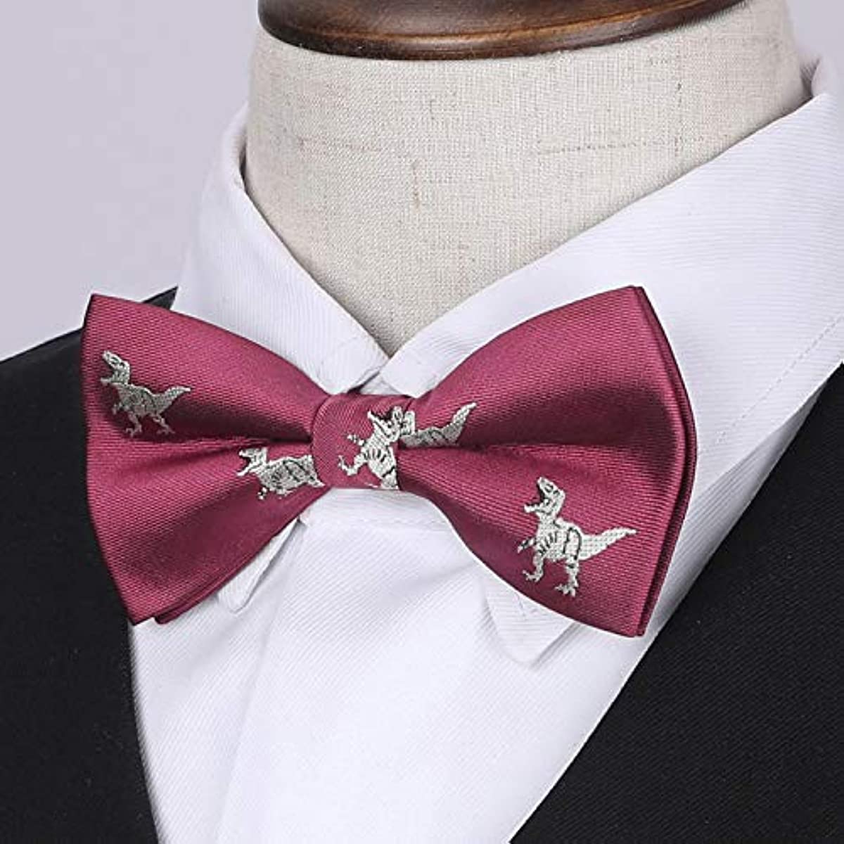 Dinosaur Burgundy Animal Pre-Tied Bow Tie For Boys - Image 2