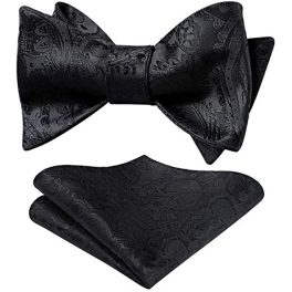 Black Paisley Bow Tie Set For Evening Wear