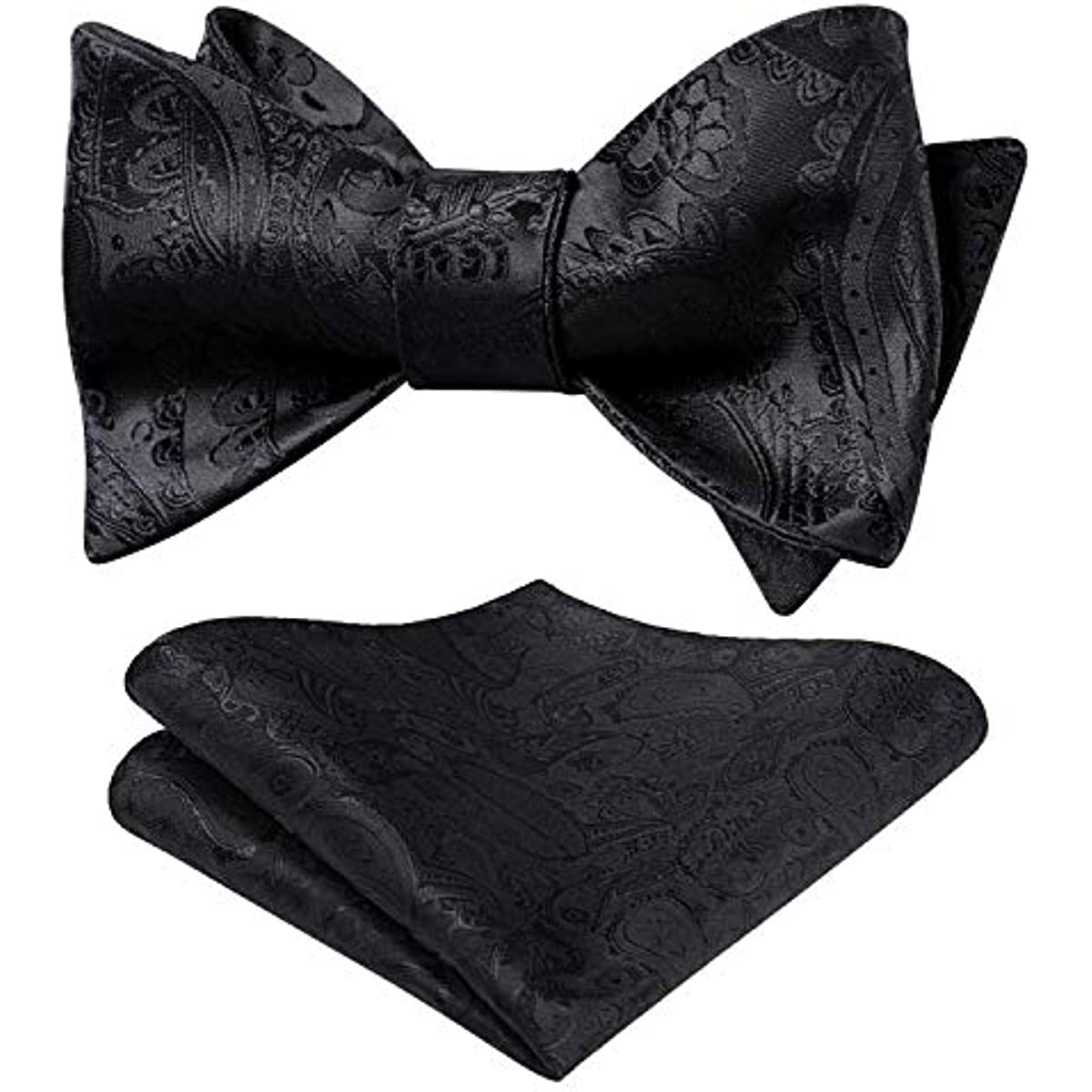 Black Paisley Bow Tie Set For Evening Wear